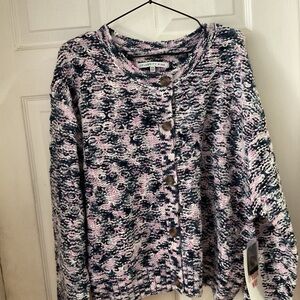 Celebrity Pink Knit Cardigan in Pink and Black